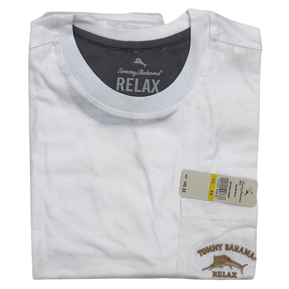 Tommy Bahama Men's T-Shirt Bali High Tide Embroidered Pocket Tee in White - Picture 2 of 3